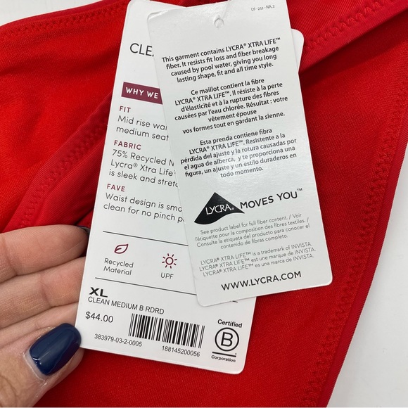 Athleta Red Clean Medium Bikini Bottom XL NWT - Picture 4 of 10